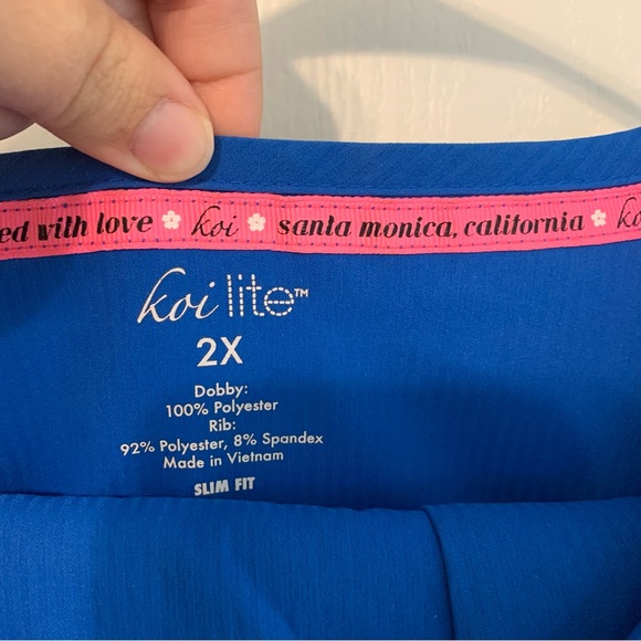 Koi Lite Slim Fit Blue Scrubs Set Top 2XL Pants XL - Picture 3 of 6